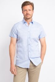 Suitable Short Sleeve Overhemd Linnen Lichtblauw