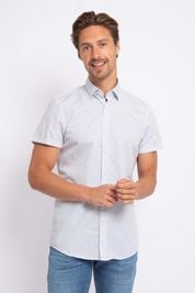 Suitable Short Sleeve Overhemd Print Blauw
