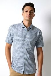 Desoto Short Sleeve Jersey Overhemd Print Blauw