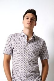 Desoto Short Sleeve Jersey Overhemd Print Beige 