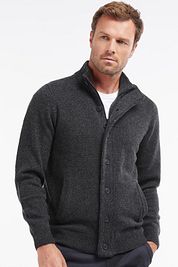 Barbour Zip Cardigan Lambswool Patch Dark Grey