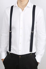 Profuomo Suspenders Solid Dark Blue