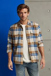 Cast Iron Shirt Brown Blue Checkered