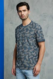 Cast Iron T Shirt Dark Blue Print