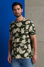 Cast Iron T Shirt Flowers Dark Green