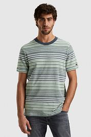 Cast Iron T-shirt Stripes Blue Green