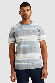 Cast Iron Blue Knitted Stripes T-shirt