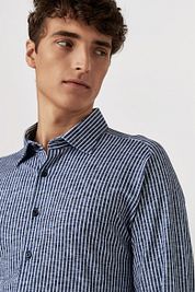 Desoto Shirt Kent Linen Optics Stripes Navy