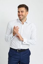 Suitable Shirt Twill Double Cuff Print White