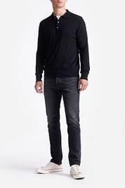 King Essentials The Robert Long Sleeve Polo Shirt Merino Black