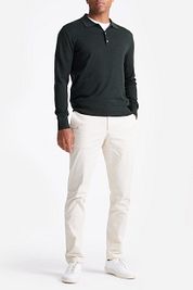 King Essentials The Robert Long Sleeve Polo Shirt Merino Dark Green