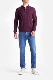 King Essentials The Robert Long Sleeve Polo Shirt Merino Burgundy