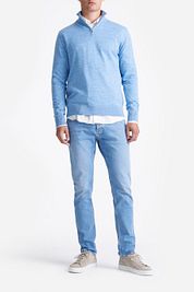 King Essentials The Michael Half Zip Pull Merino Light Blue