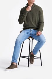 King Essentials The Michael Half Zip Pull Army Merino Green