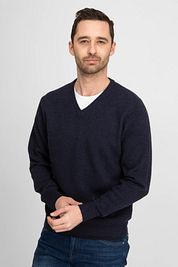 Suitable Lambswool Pullover V-Neck Navy