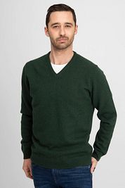 Suitable Lambswool Pullover V-Neck Dark Green