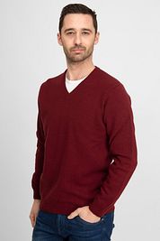 Suitable Lambswool Pullover V-Neck Bordeaux