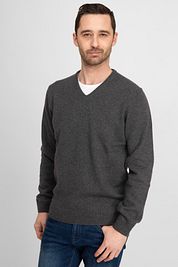 Suitable Lambswool Pullover V-Neck Dark Grey