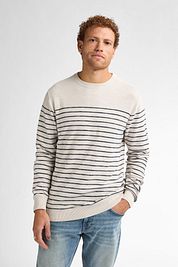 Petrol Sweater Palm Stripe Ecru 