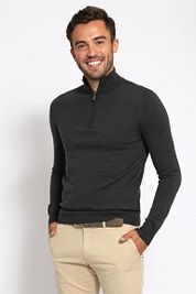 Suitable Merino Half Zip Sweater Anthracite