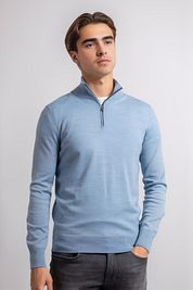 Suitable Merino Half Zip Sweater Light Blue
