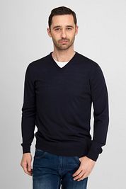 Suitable Pullover V-Neck Wool Dark Blue
