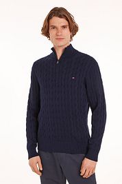 Tommy Hilfiger Half Zip Pullover Cable Navy