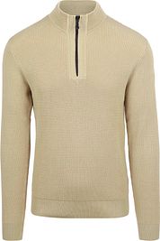 No Excess Half Zip Pullover Structure Melange Beige