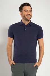Suitable Knitted Polo Shirt Navy