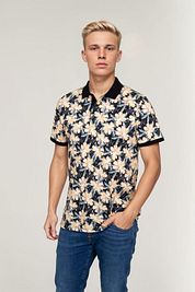 Suitable Polo Floral Dark Blue Navy
