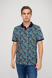 Suitable Polo Floral Dark Blue