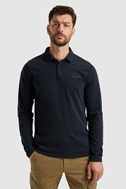PME Legend Longsleeve Polo Shirt Stripes Navy