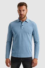 PME Legend Long Sleeve Polo Shirt Garment Dye Piqué Blue