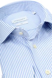 Profuomo Shirt Extra Long Sleeve Travel Stripes Light Blue