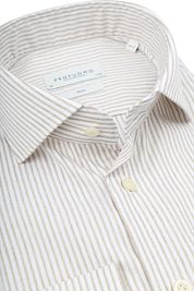 Profuomo Shirt Extra Long Sleeve Travel Stripes Beige