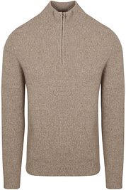 Profuomo Half Zip Pullover Wool Blend Sand