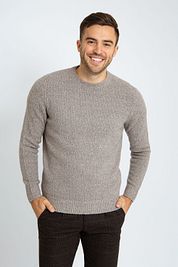 Suitable Pullover Boiled Wool Taupe