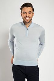 Suitable Merino Half Zip Sweater Light Blue