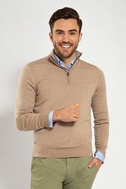 Suitable Merino Half Zip Sweater Beige
