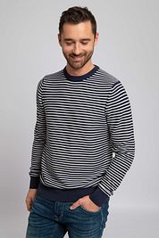 Suitable Respect Pullover Otto Dark Blue Stipe