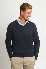 Suitable Respect Cotton Vinir Pullover Melange Navy