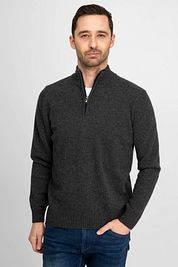 Suitable Half Zip Pullover Wool Blend Anthracite