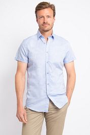 Suitable Short Sleeve Shirt Linen Light Blue