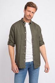 Suitable Shirt Linen Light Olive Green