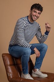 Suitable Pullover O-Neck Dark Blue Stipe