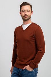 Suitable Pullover V-Neck Merino Brique