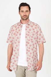 Suitable Short Sleeve Shirt Linen Simon Red