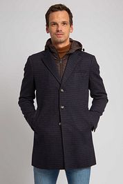 Suitable Hood Coat Navy Brown