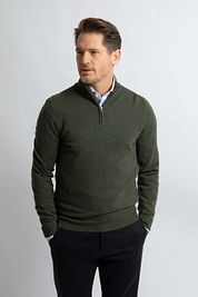 Steppin' Out Half Zip Pullover Merino Wool Olive Green