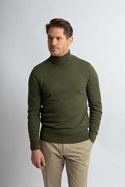 Steppin' Out Rollneck Pullover Cotton Cashmere Olive Green